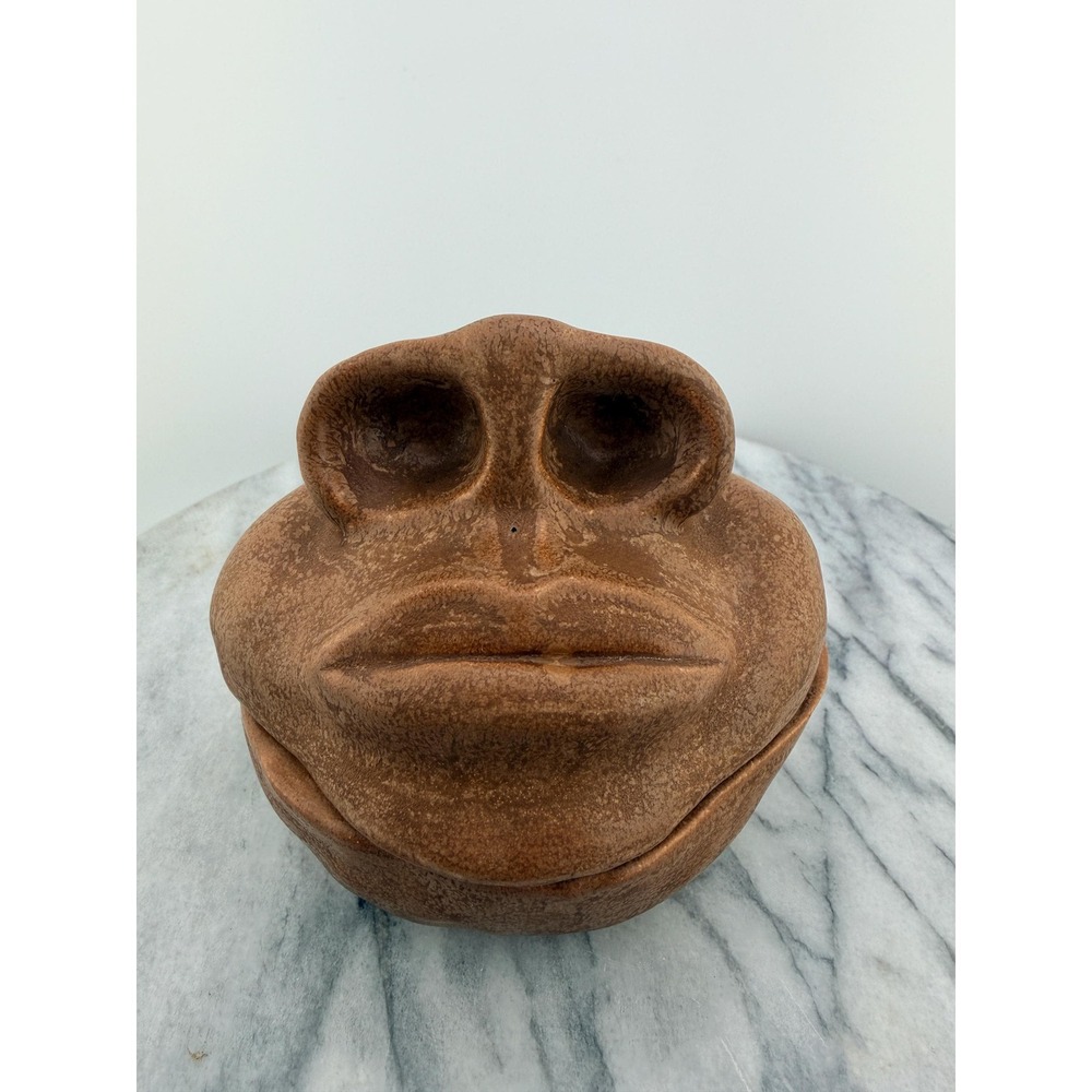 Vintage Studio Pottery Face Jar With Lid Nose Pot Whimsical Surrealist Brutalist - Picture 6 of 17
